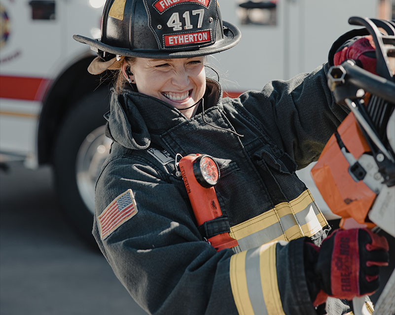 firefighter on the truck