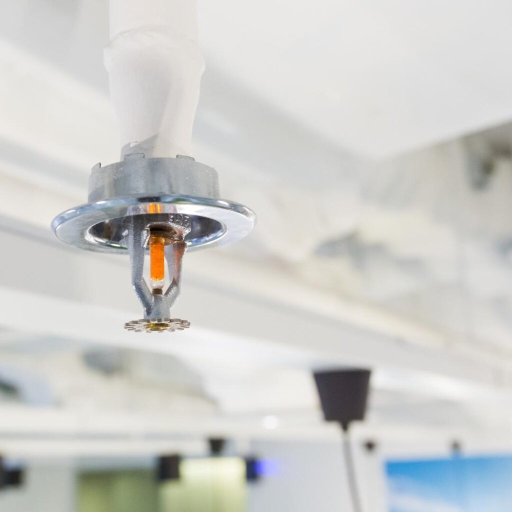 commercial fire alarm installed in warehouse